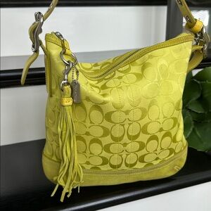 Coach Yellow Green Signature Shoulder Bag